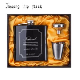 Personalized Best Man gift of 6oz black 18/8stainless steel hip flask , Groom /Bestman Groomsman gift