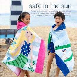 Hot 100% cotton beach towel no formaldehyde swimming wearable children hooded towel cape 76*126cm 13 Styles