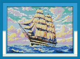 Sailng decor paintings , Handmade Cross Stitch Embroidery Needlework sets counted print on canvas DMC 14CT /11CT