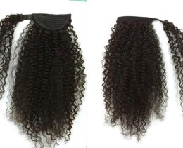 kinky curly human hair ponytails wraps de queue de cheval human hair clip in extensions 120g