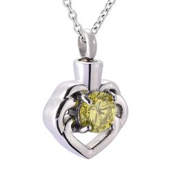 IGD9937 Crystal heart cremation Urn Necklace Pendant Ash Holder Mini Keepsake Memorial Jewelry for women