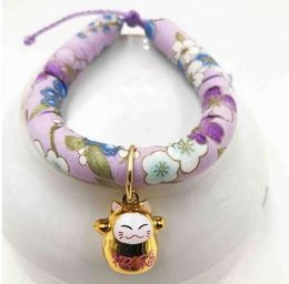 Cat Collar with bell Pet Accessory Choker Japanese Style XL -LRose adjustable
