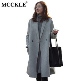 MCCKLE Women Autumn Winter Coats Jackets warm Cotton Padded wool blends solid Oversized High Quality Long Coat Manteau Femme