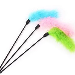 Turkey Feather Wand Stick For Cat Catcher Teaser Toy For Pet Kitten Jumping Train Aid Fun Random Color2933