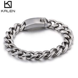 Bracelets For Men 215MM Silver 316 Stainless Steel Link Chain High Quality Gothic Hand Chain Bracelets Male Jewelry KALEN
