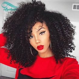 Bythair Brazilian Curly Human Hair Wigs Full Ends Lace Front Wigs For Women Pre Plucked High Density Silk Base Human Hair Wig