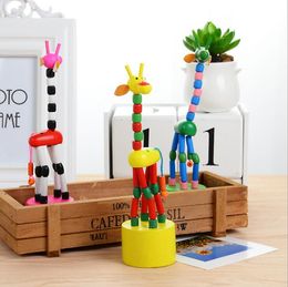 Kids Intelligence Toy Dancing Stand Colourful Rocking Giraffe Wooden Toy Animal Kids Toys Levert Kids Gifts