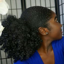 JUMBO KINKY CURLY AFRO PUFF Magic Afro Ponytail Medium size kinky afro curly drawstring ponytail free shipping 120g human hair bang