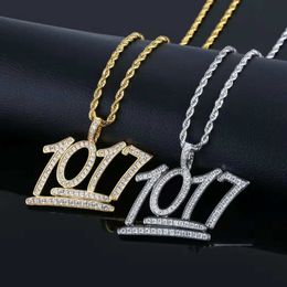Europe and America Trendy Men Punk Necklace Yellow White Gold CZ Number 1017 Pendant Necklace for Men Women Nice Gift