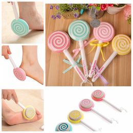 Foot Clean Scruber Hard Skin Remover Scrub Pumice Stone Clean Foot Cute Lollipop Foot File Scraper Scrubber Pedicure tool EEA237