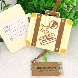 50pcs Destination Wedding Favours Soft Rubber Suitcase Luggage Tag Let the Journey Begin Baggage Tags Travel Theme Party Supplies