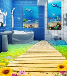 3d flooring wallpapers for living room custom 3d murals Sea wood board bridge 3d floor painting self adhesive wallpaper vinyl flooring