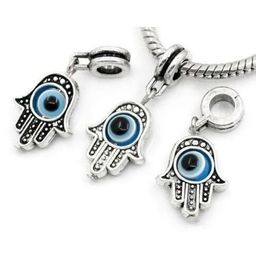 100Pcs/lot Hand EVIL EYE Charms Big Hole beads Dangle Charms For Jewelry Making findings 32x13mm