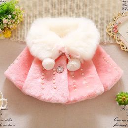 Cute Kids Coats Baby Girls Faux Fur Fleece Coats Princess Winter Warm Shawl Long Sleeve Jacket Parkas Kids Girls Clothes Children Outwear