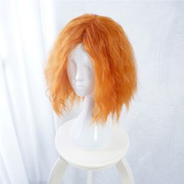 Mid Part Cosplay Wig Orange Short Curly Style Anime Halloween Hair for Sonya