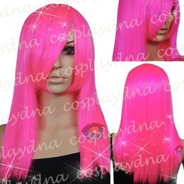 Stylish Cos Pink bang long Hair Wigs