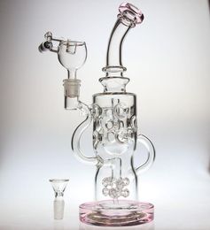 hot 11.5"FTK thick glass recyclers oil rigs water pipes hollow out design bong with seed of life perc 14.4mm joint