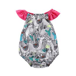 Toddler Clothing 2018 Kids Girl Summer Clothes Playsuit Cactus Camel Printed Short Sleeves Baby Romper Jumpsuit Sunsuit Outfits for 0-24M