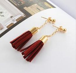 new hot Korean style fashion leather earrings 100 match refined simple tassel earrings women fashion classic exquisite