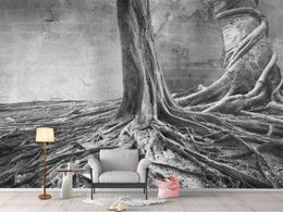 European 3D Photo Wallpaper Murals Black and white tree Wallpaper For Living Room Children Room Wall Covering 3D Wall Murals