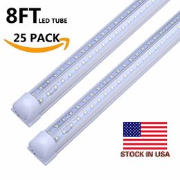 8ft led tube light t8 UL V-Shaped 4FT 28W 5FT 34W 6FT 42W 8FT 72W Integrated Cooler Door Led Fluorescent Double Glow lighting