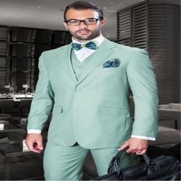 Brand New Cyan-Blue Three Piece Groom Tuxedos Notch Lapel One Button Men Blazer Men Business Formal Prom Suit(Jacket+Pants+Tie+Vest)1170