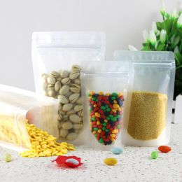 50Pcs 4.3''x6.7'' (11x17cm) Frosted Surface Clear Zip Lock Plastic Package Stand Up Bag Resealable Nuts Sugar Storage Poly Pouch