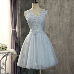 2018 Cheap Fashion V-Neck Appliques Crystal Mini Homecoming Dress With Tulle For Girls Juniors Graduation Party Prom Formal Gown BH10