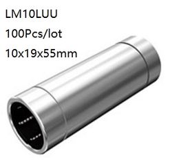 100pcs/lot LM10LUU 10mm Longer linear ball bearings linear sliding bushing linear motion bearings 3d printer parts cnc router 10x19x55mm