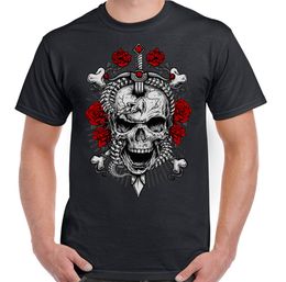 Femmes T Shirt Noir Croix Gothik Biker /& Tatouage Motif Modèle Gothique Cross Rose