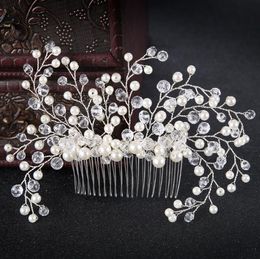 Crystal combed white pearl headwear wedding dress accessories