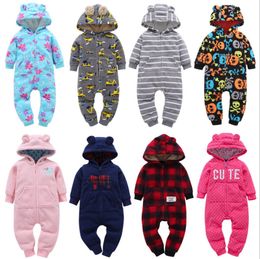 Baby Hooded Rompers Plaid Kids Jumpsuits Camouflage Newborn Outfits Boy Girl Designer Clothes Chrtistmas Kids Clothing 28 Designs DHT509