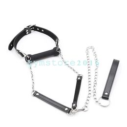 Bondage Slave Silicone Oral Dog Bone Mouth Gag Slave Game Cosplay Restraints Leash Chain #G94