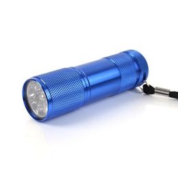 Aluminium Alloy Portable UV Flashlight torches Violet Light 9 LED 300LM Torch Light Lamp Mini Flashlight 4 Colour mini led flashing torches