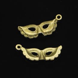 87pcs Zinc Alloy Charms Antique Bronze Plated party mask masquerade mardi gras Charms for Jewellery Making DIY Handmade Pendants 31*12mm