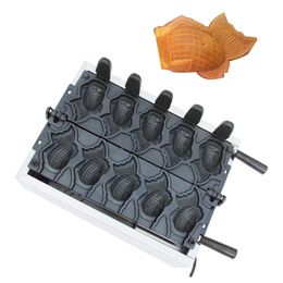 Commercial gas heating goldfish fish waffle maker 5pcs gas ice cream taiyaki machine fish shape waffle machine for safle NP715