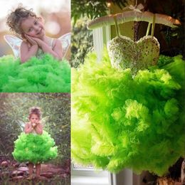 Fairy Tinker Bell Girls Pageant Dresses Lovely Cloud Tiered Tulle Knee Length Kids Costume Birthday Gowns Fashion Princess Flower Girl Dress