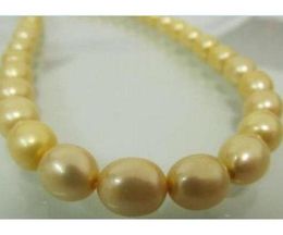 Noblest 9-10mm South Sea Golden Pearl Necklace 18 Inch 14K Gold Clasp