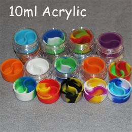 10 ML acrylic jar Silicone No Stick Jar Container for Oil Dab Wax BHO Crumble Goo Stainless Steel Wax Oil Dabber Tool