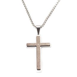 Stainless Steel Mens English Lord's Prayer Black Cross Pendant Necklace,Chain 23.6''