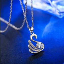 2022 silver cygnes Bijoux en argent pendentif Fine Fashion Swan pendentif chaîne de clavicule 925 bijoux en argent plaqué collier