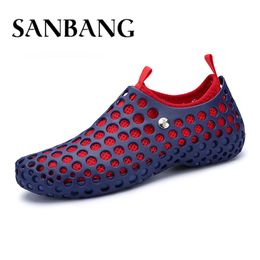 New Unisex Summer Detachable Two Pieces Lovers Hollow Sock Shoes Men Flat Sandals Outdoor Walking Seaside Beach Slippers ax5
