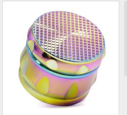 Zinc alloy rhombus chamfering drum type smoke grinder, grid, ice, blue, colorful cigarette breaker