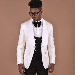 Ivory Paisley Men Wedding Tuxedos Excellent Groom Tuxedos Black Lapel Side Vent Men Business Dinner Prom Blazer(Jacket+Pants+Tie+Vest) 800