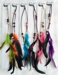 hair clips Beads leather fashion natural feather Hair extension headdress wedding headwear accessories feathers Bohemian