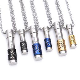 Perfume Bottle Pendant Necklace 316L Titanium Stainless Steel Can Open bottle Diffuser Locket Women Man Fashion Necklaces Jewelry