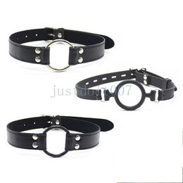 Bondage Open Mouth Gag Oral Fixation Ring Leather Head Harness Slave Game Restraints Toy #R56