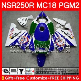 Body For HONDA NSR 250 R MC18 PGM2 NSR 250R Blue green NS250 NSR250R 88 89 78HM.14 MC16 NSR250 R RR NSR250RR 1988 1989 88 89 Fairings Kit
