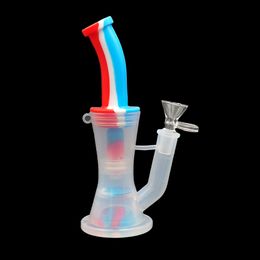 glass bong detachable UK - Smoking Dab Rigs Glass Bongs Water Pipe Silicone Spoon Pipes hookah Detachable Double layer filtration Multi-Function dabber Tool Wax