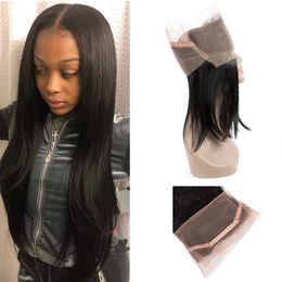 Indian Virgin Hair 360 Lace Frontal Free Part Straight Human Hair Adjustable Band Straight 10-24inch Ruyibeauty